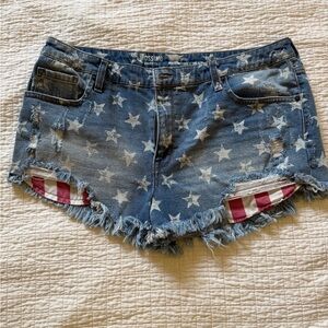 Mossimo Supply Co. Blue Star-Print Frayed Denim Shorts